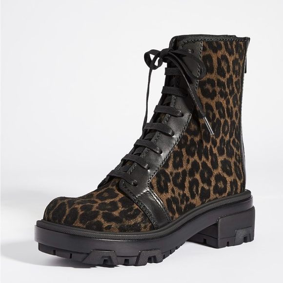 Rag & Bone Shaye Hiker Leather Boots In Black Cheetah Size 36 - Picture 4 of 14